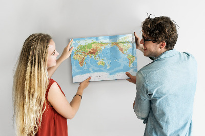 Tablica do rysowania magnetyczna Mapa świata z zdjęciami i akcesoriami