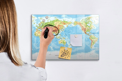 Tablica do rysowania magnetyczna Mapa świata z zdjęciami i akcesoriami
