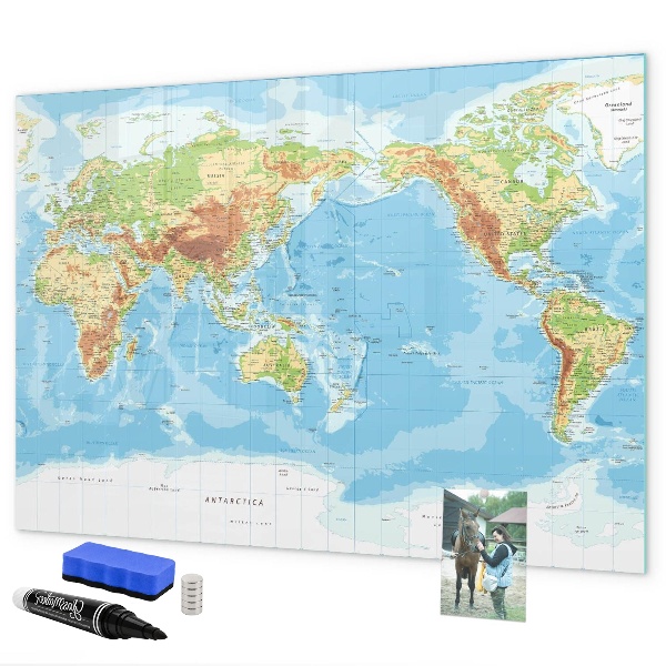 Tablica do rysowania magnetyczna Mapa świata z zdjęciami i akcesoriami