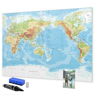 Tablica do rysowania magnetyczna Mapa świata z zdjęciami i akcesoriami