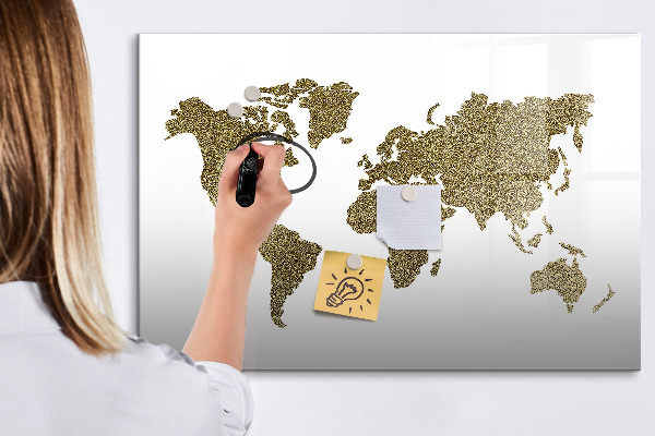 Magnetyczna tablica do rysowania Mapa świata z miejscami do zdjęć