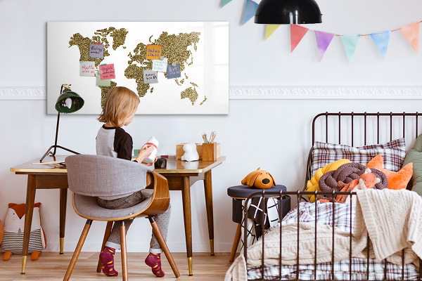 Magnetyczna tablica do rysowania Mapa świata z miejscami do zdjęć