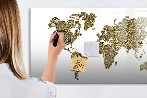 Magnetyczna tablica do rysowania Mapa świata z miejscami do zdjęć