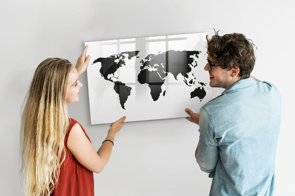 Tablica magnetyczna z pisakiem Mapa świata z miejscami wspomnień