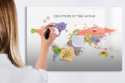 Tablica do rysowania magnetyczna Mapa świata z miejscami do zaznaczenia