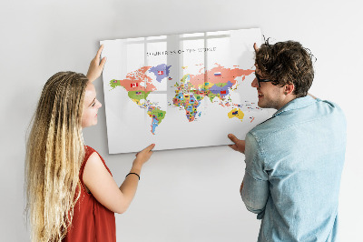 Tablica do rysowania magnetyczna Mapa świata z miejscami do zaznaczenia