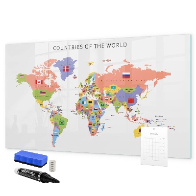 Tablica do rysowania magnetyczna Mapa świata z miejscami do zaznaczenia