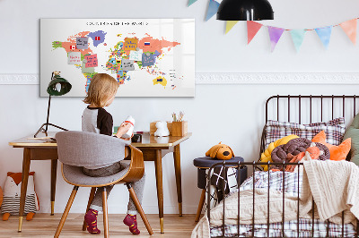 Tablica do rysowania magnetyczna Mapa świata z miejscami do zaznaczenia