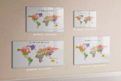 Tablica do rysowania magnetyczna Mapa świata z miejscami do zaznaczenia
