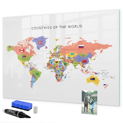 Tablica do rysowania magnetyczna Mapa świata z miejscami do zaznaczenia