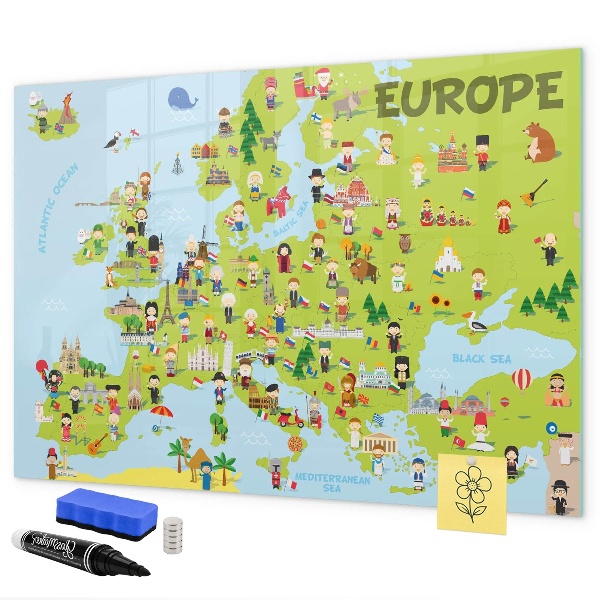 Tablica magnetyczna z pisakiem Interaktywna mapa Europy do zaznaczania podróży