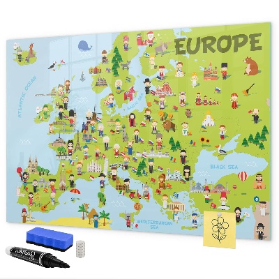 Tablica magnetyczna z pisakiem Interaktywna mapa Europy do zaznaczania podróży