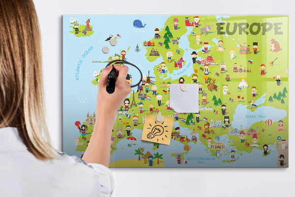 Tablica magnetyczna z pisakiem Interaktywna mapa Europy do zaznaczania podróży