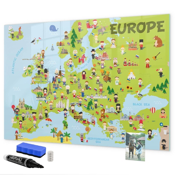 Tablica magnetyczna z pisakiem Interaktywna mapa Europy do zaznaczania podróży