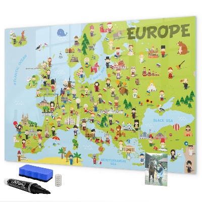Tablica magnetyczna z pisakiem Interaktywna mapa Europy do zaznaczania podróży