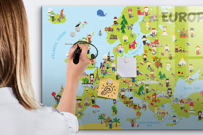 Tablica magnetyczna z pisakiem Interaktywna mapa Europy do zaznaczania podróży