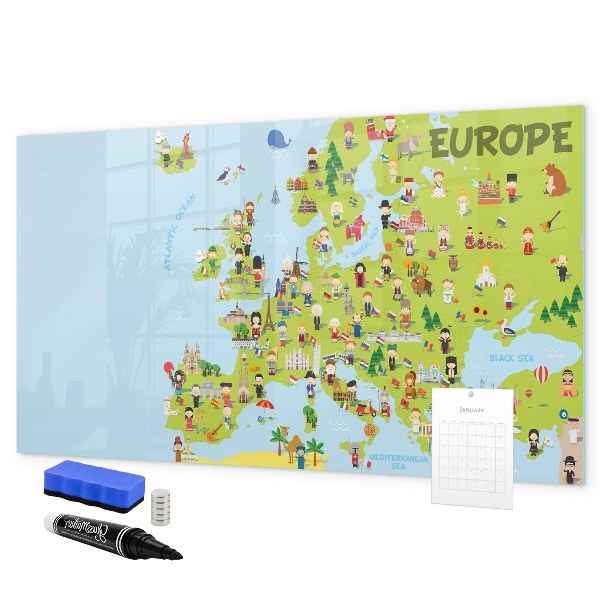 Tablica magnetyczna z pisakiem Interaktywna mapa Europy do zaznaczania podróży
