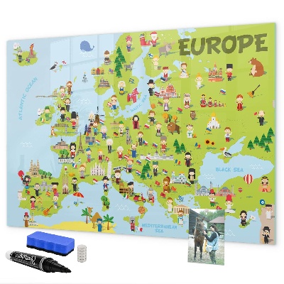 Tablica magnetyczna z pisakiem Interaktywna mapa Europy do zaznaczania podróży