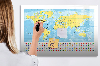 Magnetyczna tablica do rysowania Mapa świata do personalizacji i wspomnień