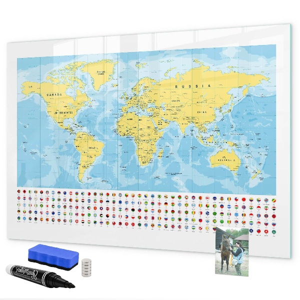 Magnetyczna tablica do rysowania Mapa świata do personalizacji i wspomnień