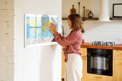 Magnetyczna tablica do rysowania Mapa świata do personalizacji i wspomnień