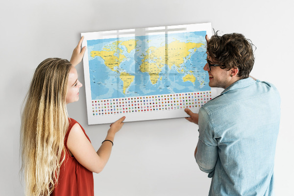 Magnetyczna tablica do rysowania Mapa świata do personalizacji i wspomnień