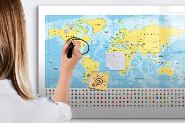 Magnetyczna tablica do rysowania Mapa świata do personalizacji i wspomnień