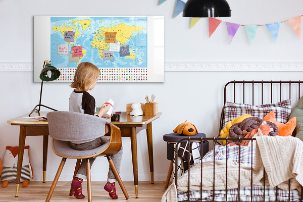 Magnetyczna tablica do rysowania Mapa świata do personalizacji i wspomnień