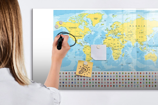 Magnetyczna tablica do rysowania Mapa świata do personalizacji i wspomnień
