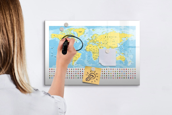 Magnetyczna tablica do rysowania Mapa świata do personalizacji i wspomnień
