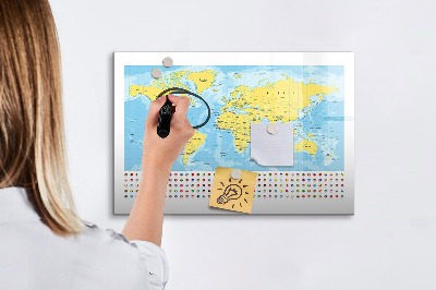 Magnetyczna tablica do rysowania Mapa świata do personalizacji i wspomnień