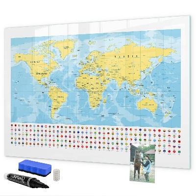 Magnetyczna tablica do rysowania Mapa świata do personalizacji i wspomnień