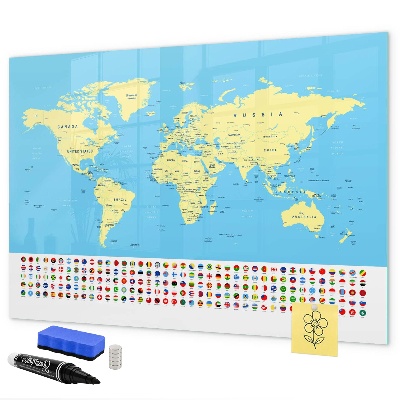 Tablica do rysowania magnetyczna Mapa świata z miejscami na zdjęcia