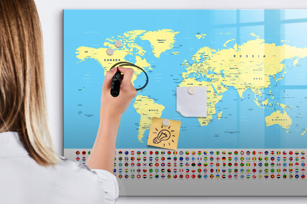 Tablica do rysowania magnetyczna Mapa świata z miejscami na zdjęcia