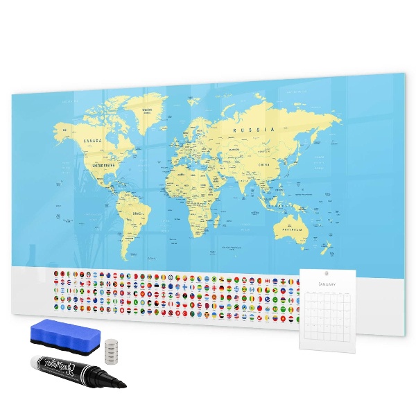 Tablica do rysowania magnetyczna Mapa świata z miejscami na zdjęcia