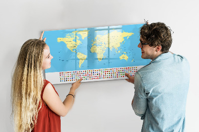 Tablica do rysowania magnetyczna Mapa świata z miejscami na zdjęcia