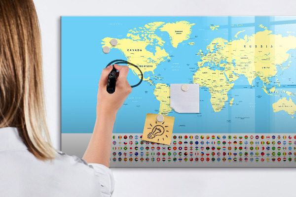 Tablica do rysowania magnetyczna Mapa świata z miejscami na zdjęcia