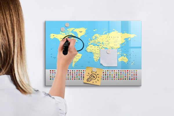 Tablica do rysowania magnetyczna Mapa świata z miejscami na zdjęcia