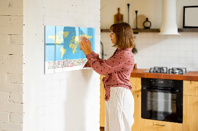 Tablica do rysowania magnetyczna Mapa świata z miejscami na zdjęcia
