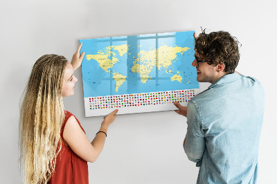Tablica do rysowania magnetyczna Mapa świata z miejscami na zdjęcia