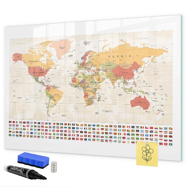 Magnetyczna tablica do rysowania Mapa świata do personalizacji zdjęć