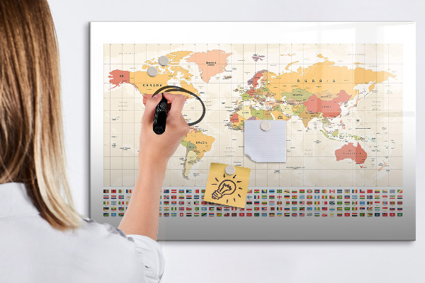 Magnetyczna tablica do rysowania Mapa świata do personalizacji zdjęć