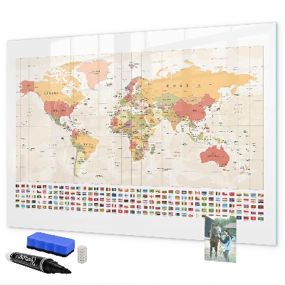 Magnetyczna tablica do rysowania Mapa świata do personalizacji zdjęć