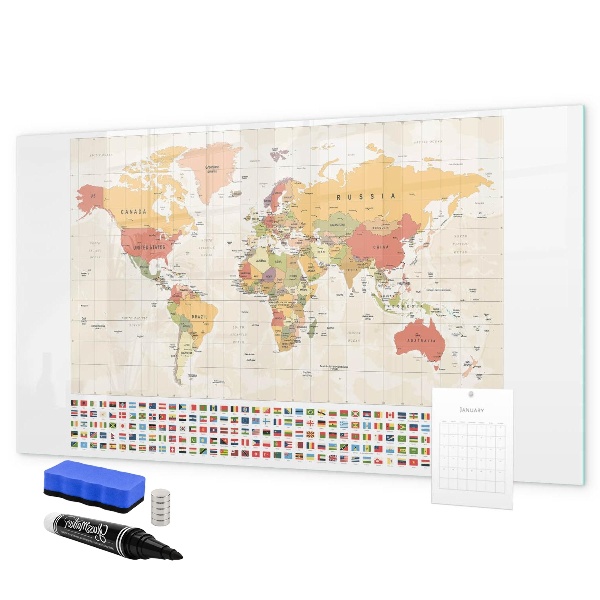 Magnetyczna tablica do rysowania Mapa świata do personalizacji zdjęć