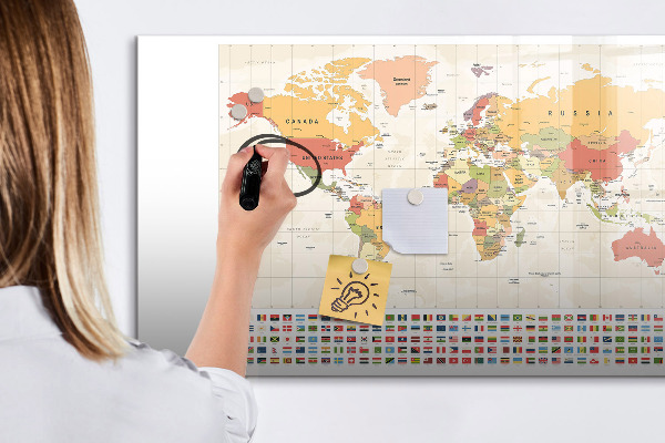 Magnetyczna tablica do rysowania Mapa świata do personalizacji zdjęć