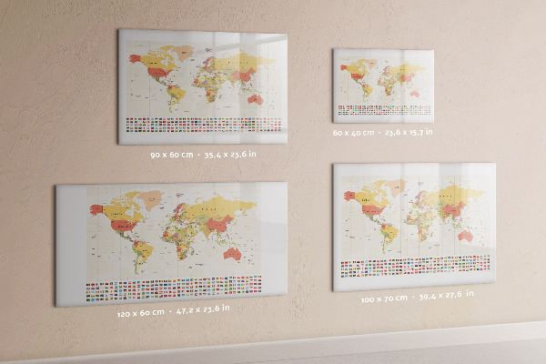 Magnetyczna tablica do rysowania Mapa świata do personalizacji zdjęć