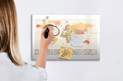 Magnetyczna tablica do rysowania Mapa świata do personalizacji zdjęć