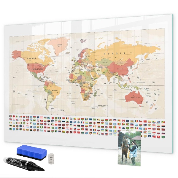 Magnetyczna tablica do rysowania Mapa świata do personalizacji zdjęć