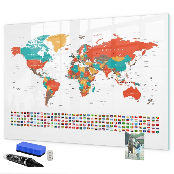 Tablica magnetyczna z pisakiem Interaktywna mapa świata z zdjęciami