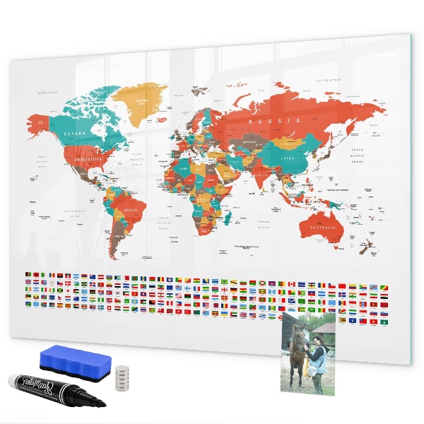Tablica magnetyczna z pisakiem Interaktywna mapa świata z zdjęciami
